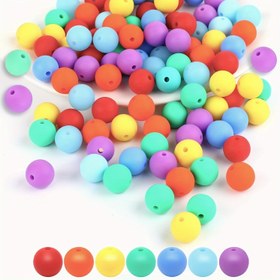 Resim 100 adet Gökkuşağı Silikon Boncuklar - Çeşitli Boyutlarda 9/12mm, Renkli DIY Takı Yapım Seti Bilezikler, Kolyeler ve El Yapımı Aksesuarlar için - Yaratıcı Dekorasyon ve El İşi Projeleri İçin Mükemmel 