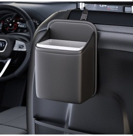 Resim Su Geçirmez Kovalı Araba Koltuğu Saklama Çantası Araba Depolama Çok Fonksiyonlu Çöp Kovası Siyah 
