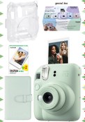 Resim Fujifilm Instax mini 12 Yeşil Fotoğraf Makinesi-20'lu Film-Laporta Albüm ve Şeffaf Kılıf Seti 