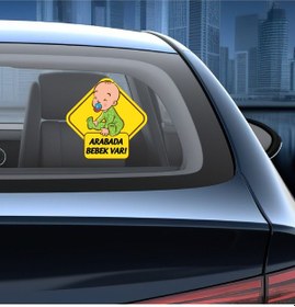 Resim Arabada Bebek Var Araba Stickeri 00170 20x20 Cm 