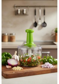 Resim Xxl Basmali El Rondosu Sebze Meyve Doğrayıcı 2,5 Lt 2 Parça Yeşil 