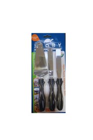 Resim IVORY Paslanmaz Çelik 3 Lü Pasta Seti Eğik Pasta Spatulası Pasta Sıvama Servis Seti 