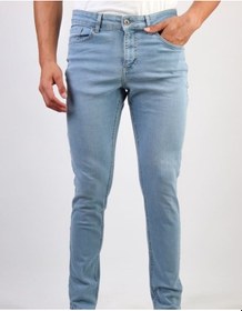 Resim Erkek Taşlamalı Slim Fit Likralı Açık Mavi Kot Jean Pantolon Hlthe001956-A 