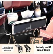 Resim Pazly 1 Parça Gümüş Kaplama Siyah Araba Kağıt Havlu Kutusu, Küçük Masa Tablası Cep Telefonu Tutucu Saklama Askısı 