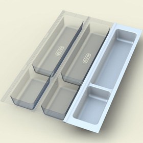 Resim Mutfak Çekmece İçi Modüler İki Bölmeli Kaşıklık Beyaz 11cmx48cm Boydan 4cm Kesilebilir Antrasit 