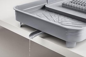 Resim Miss Collection Açılır Kapanır Bulaşıklık Tabaklık, Su Tahliye Oluklu ve Çatal Bıçak Kurutmalıklı-Modern Tasarım Plastik (Gri) 