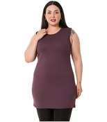 Resim Büyük Beden Yuvarlak Yaka Kalın Askılı Viskon Uzun Koyu Vizon Body-koyu Vizon Koyu Vizon 