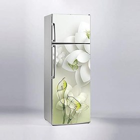 Resim Buzdolabı Sticker Kaplama Dolap Kaplama Etiketi 3D Yeşil Lale 