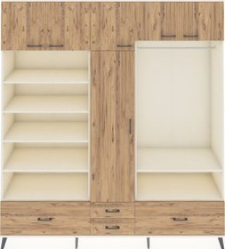 Resim Hyperion Dolap 18 Raflı 4 Çekmeceli Tek Askılı 220x44x243 Aytaşı-çam/çam Atlas Çam/atlas Çam 