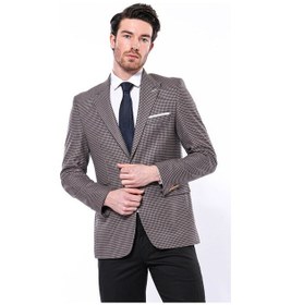 Resim Kendinden Desenli Slim Fit Lacivert Ceket Wessi 001 