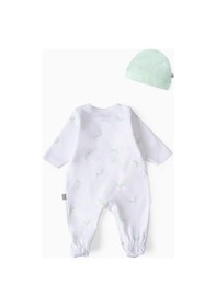 Resim Boumini Bebek Patikli Tulum Şapka Set Beyaz Yeşil-su Yeşili Su Yeşili 