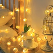 Resim Boho Şık Pil Gücünde Rattan Toplu Işıklı Dize - 1 adet, Noel, Düğünler & Partiler için Mükemmel, Yatak Odası, Duvar & Masa Üstü İç Dekoru 