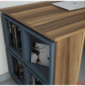 Resim Variant Variant Box Çalışma Masası - Ceviz / Mavi 