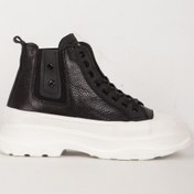 Resim MARCOMEN Erkek Yarım Bilek Bağcıklı Casual Erkek Sneaker Bot Gerçek Deri Mc 18443 Siyah 