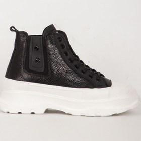 Resim MARCOMEN Erkek Yarım Bilek Bağcıklı Casual Erkek Sneaker Bot Gerçek Deri Mc 18443 Siyah 