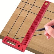 Resim 1 adet 30 cm Hassas Ahşap Kare, Alüminyum Çerçeve Mitre Kare, T-tipi Scribe 45/90 Derece Sağ Açı Protractor, İşaretleme Çizgi Çizim Cetveli, Çapraz Scribing Ölçme Ölçümü Düzenleme Aracı 