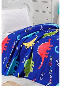 Resim Enlora Home Doğal Pike Baskılı Tek Kişilik Dinazorus Mavi 