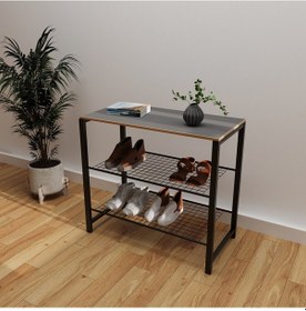 Resim Geniş Metal Ayakkabılık Vestiyer 3 Katlı Ayakkabılık Füme 1362 Füme 