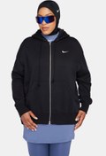 Resim W NSW PHNX FLC FZ OS HOOD Siyah Kadın Fermuarlı Sweatshirt Nike