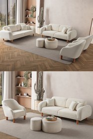 Resim EDSY HOME Regnum Koltuk Takımı 3+3+1+1 Krem Renk 