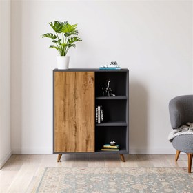 Resim Just Home Irmak Çok Amaçlı Dolap - Antrasit / Kafkas Meşe 