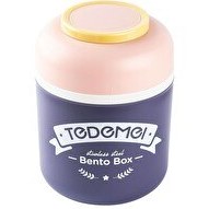 Resim Tantitoni Tedemei 780 ML Pembe Paslanmaz Çelik Yuvarlak Kaşıklı Yemek Taşıma Kabı 