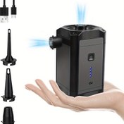 Resim Taşınabilir Elektrikli Hava Pompası USB Hızlı Şarj ile - Çift Pompa, Otomatik Şişirme ve Deflasyon, Akıllı Dijital Ekran, Şişirilebilir Yataklar, Yüzme Halkaları ve Tekne için İdeal - 3 Nozul Dahil, Siyah, Açık Hava Kampı Temelleri|Modern Hava Pompası|Kompakt Tasarım, Şişirilebilir Hava Pompası 