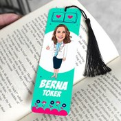 Resim Harika Kadın Doktor Karikatürlü Püsküllü Kitap Ayracı 