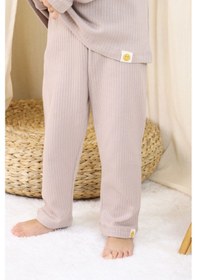 Resim Zuzunga Basic Fitilli İnterlok Kumaş Pamuk 1-5 Yaş Vizon Bebek Pijama Takımı 
