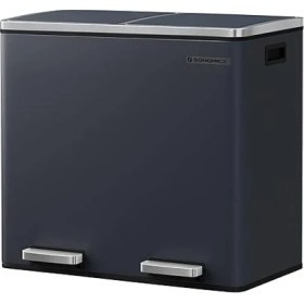 Resim Wishora Store LTB48GS Mutfak Için 2 Bölmeli Pedallı Çöp Kutusu 2 x 24L Yumuşak Kapanış Plastik Iç Kovalı Çöp Kutusu, Ayak Pedallı ve Taşıma Saplı 