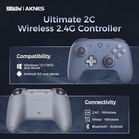 Resim AKNES 8Bitdo Ultimate 2C 2.4G Kablosuz Kumanda, Windows PC ve Android için, Hall Efektli Joystickler ve Hall Trigger, 1000Hz Yoklama Hızı ve Eşlenebilir L4/R4 Düğmeleri ile (Yaban Mersini) 