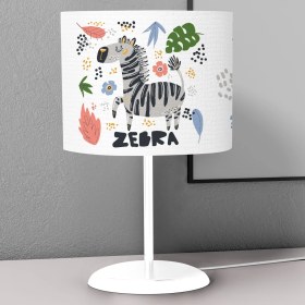 Resim instababyrooms Beyaz Zebra Yeşil Yaprak Desenli Çocuk Odası Dijital Baskılı Çocuk Odası Masaüstü Abajur Avize 