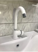 Resim VSA Beyaz Kısa Lavabo Bataryası Delta Banyo Sıcak Soğuk Su Girişli Musluk 
