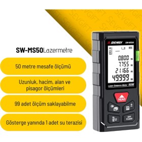 Resim Normadia Sndway SW-MS50 50 mt Lazermetre, Hassas Ölçüm ve Yüksek Performans 