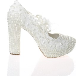 Resim Çnr&Dvs Sedef İnci Taş Işlemeli Gelin Ayakkabı 2002CNR 