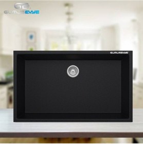 Resim Gümüş Evye K013 Siyah Tezgah Altı Granit Eviye 