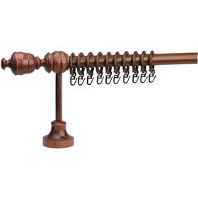 Resim Ceviz Efil Demonte Başlıklı Ahşap Rustik Perde Askısı - Raysız - 200 Cm 