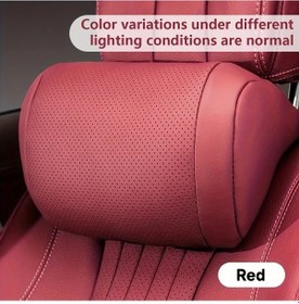 Resim Elmpaly Kırmızı Başlık Şık Nappa Araç Baş Ve Bel Desteği Yastığı Yumuşak Konfor Nefes Alabilir Tasarım Kolay Montaj 