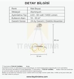 Resim TT AYDINLATMA Tt003-by Sarmal Modeli (Gün Işığı Led) Mat Beyaz Led Avize Beyaz 