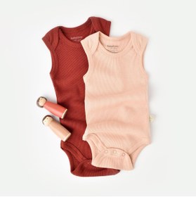 Resim BabyCosy Organik Askılı Çıtçıtlı Yazlık 2li Kız Bebek Atlet Zıbın (krem-bordo) 