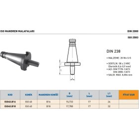 Resim Fett ISO40.B16 Iso Mandren Malafası 