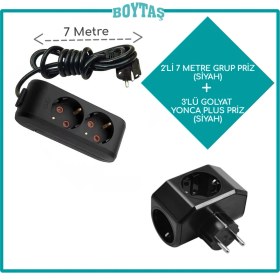 Resim Viko 2'li Siyah Grup Priz + Siyah Yonca Plus Golyat 