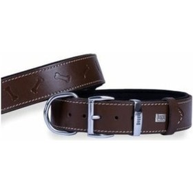 Resim Doggie Konfor Deri Kemik Desenli Boyun Tasması Kahve 4X47-55Cm Kahverengi 