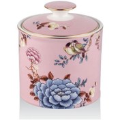 Resim Lamedore 1LIN-CA014S Kavanoz Floral Pink Small Canister With Lid 11,5x13 cm 
