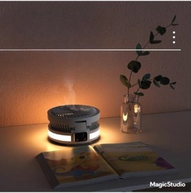 Resim Akıllı Şarjlı Taşınabilir Masaüstü Difüzör Masa Lambalı Vantilatör 