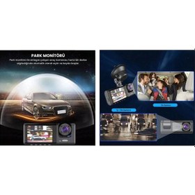 Resim Akıllı Full Hd 3 Kameralı Araç İçi Güvenlik Kamerası Ön-arka-iç Kayıt, Park Modu 
