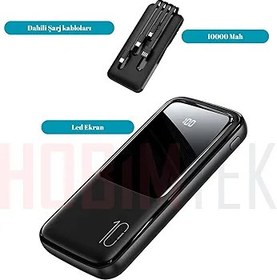 Resim HP-969 10000 Mah Dijital Göstergeli Powerbank 4 Girişli Type C Lightning Micro Usb 1 to 7 Gerçek 10000 Taşınabilir Şarj 