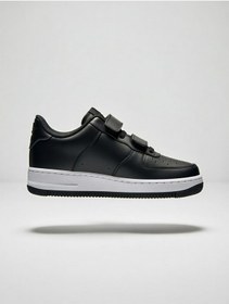 Resim Çocuk Cilt Cırt Cırtlı Siyah Beyaz Sneaker - Premium Kalite, Hafif & Dayanıklı, Rahat Taban 