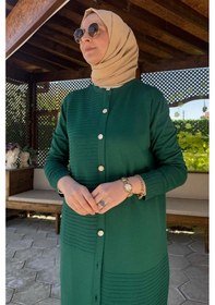 Resim Rabia Şamlı Manolya Zümrüt Triko Hırka Çok Renkli 
