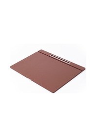 Resim Turgut Office Deri Kapaklı Masa Sümeni Taba Krom Detaylı 50 x 35 CM 